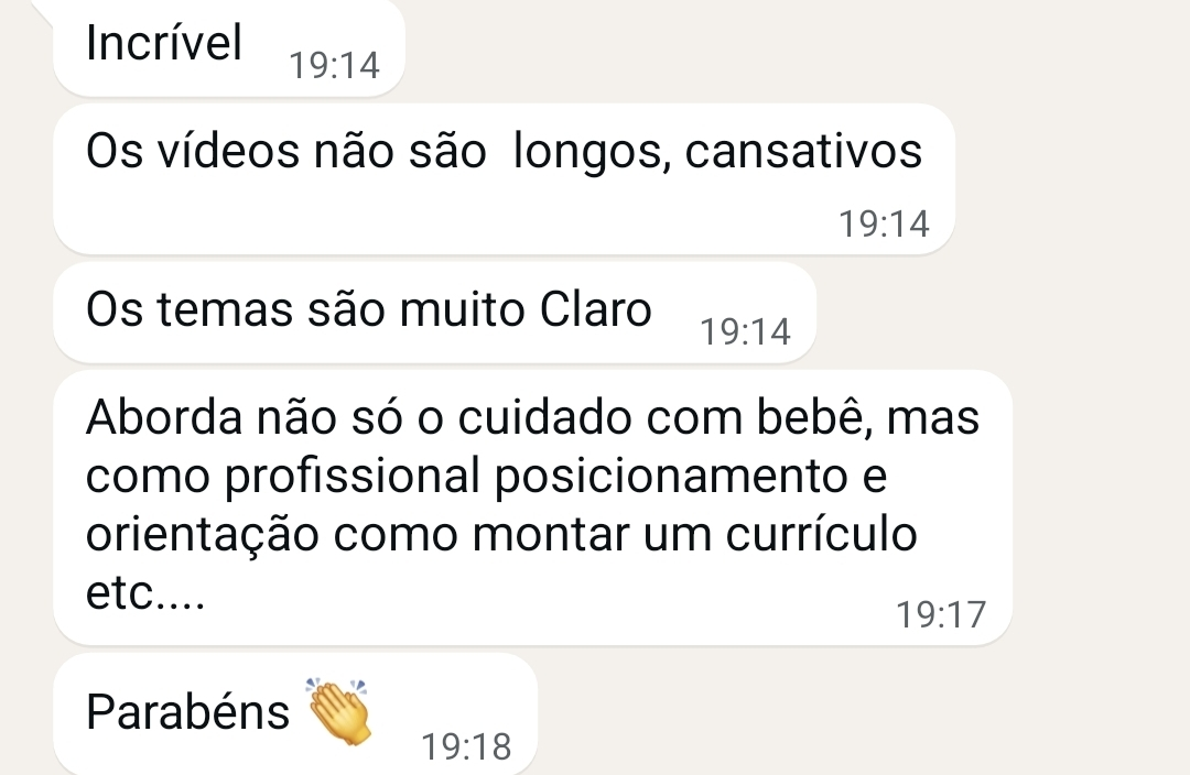 Depoimento de Luana Vitória sobre o curso Babá Classe A